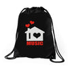 new i love house Drawstring Bags