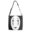 no face spirited away Adjustable Strap Totes