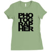 photographer camera photography modern text photos scrapbook geek t sh Ladies Fitted T-Shirt