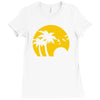 beach silhouette birds sand sunset Ladies Fitted T-Shirt