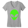 uomo alieno ufo stampa verde fluo divertente mitiche Women's V-Neck T-Shirt