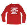 if found on ground please drag across finish line Long Sleeve Shirts