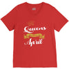 queens are born in april V-Neck Tee