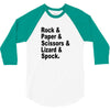 rock paper scissors lizard spock big bang theory geek nerd gift t shir 3/4 Sleeve Shirt