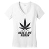 Support Melanoma Cancer Awareness With A Black Cannabis Leaf Women's V-Neck T-Shirt