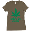 Support Liver Cancer Awareness With A Emerald Cannabis Leaf Ladies Fitted T-Shirt