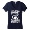 love whiskey and camping! Women's V-Neck T-Shirt