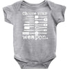 choose your weapon Baby Onesie
