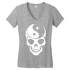 yin yang skull Women's V-Neck T-Shirt