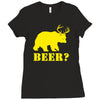 beer t shirt bear plus deer funny tee drinking college humor party shi Ladies Fitted T-Shirt