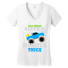 monster truck shirt for boys toddlers Women's V-Neck T-Shirt