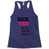 SEX YES HOT SEX SAFE SEX GREAT SEX Racerback Tank
