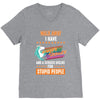 walk away i have anger issues and a serious dislike for stupid people V-Neck Tee