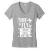 TIME TO FLY TO LONDON PARIS NEW YORK Women's V-Neck T-Shirt