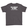 i'm great in bed i can sleep for hours funny Youth Tee