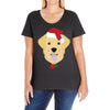 golden retriever dog with red santa's hat Ladies Curvy T-Shirt