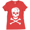 skull and crossbones pirate neon Ladies Fitted T-Shirt