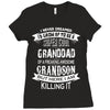 Super Cool Granddad Of A Freaking Awesome Grandson Ladies Fitted T-Shirt
