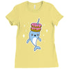 narwhal donuts kawaii cute unicorn harajuku sweet cool awesome Ladies Fitted T-Shirt