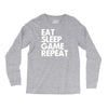 eat sleep game repeat Long Sleeve Shirts