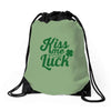 kiss me for luck Drawstring Bags