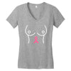 breast with pink ribbon Women's V-Neck T-Shirt