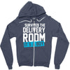 survived the delivery room it's a boy funny Zipper Hoodie
