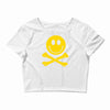 smiley pirate skull and crossbones Crop Top
