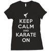keep calm and karate on Ladies Fitted T-Shirt