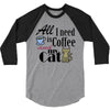 coffee cat 3/4 Sleeve Shirt