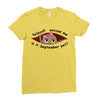 September Peeking Out Baby Girl Ladies Fitted T-Shirt