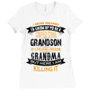 Super Cool Grandson Of A Freaking Awesome Grandma Ladies Fitted T-Shirt