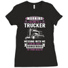 Warning I Belong To A Trucker Ladies Fitted T-Shirt