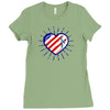 heart us flag 4th july fredom america usa Ladies Fitted T-Shirt