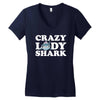 crazy lady shark Women's V-Neck T-Shirt