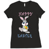 Bunny Happy Easter Ladies Fitted T-Shirt