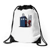 defacing the phonebox hoody Drawstring Bags