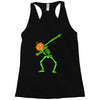 pumpkin skeleton dabbing Racerback Tank