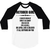 Super October Girl 3/4 Sleeve Shirt