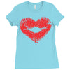 lip print heart Ladies Fitted T-Shirt
