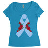 stomach cancer ribbon and rose Women's Triblend Scoop T-shirt