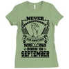Never Underestimate Dog Rescuer Who Was Born September Ladies Fitted T-Shirt