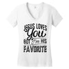 jesus loves you but i'm his favorite Women's V-Neck T-Shirt