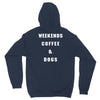 weekends coffe and dogs white back Unisex Hoodie