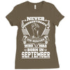 Never Underestimate Dog Rescuer Who Was Born September Ladies Fitted T-Shirt