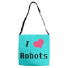 i love robots Adjustable Strap Totes