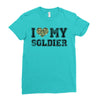 i love my soldier regular camouflage Ladies Fitted T-Shirt