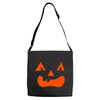 fun face pumpkin Adjustable Strap Totes
