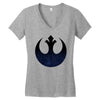 rebel logo with space pattern Women's V-Neck T-Shirt
