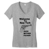 welcome to new york duck mother fucker black t shirt Women's V-Neck T-Shirt